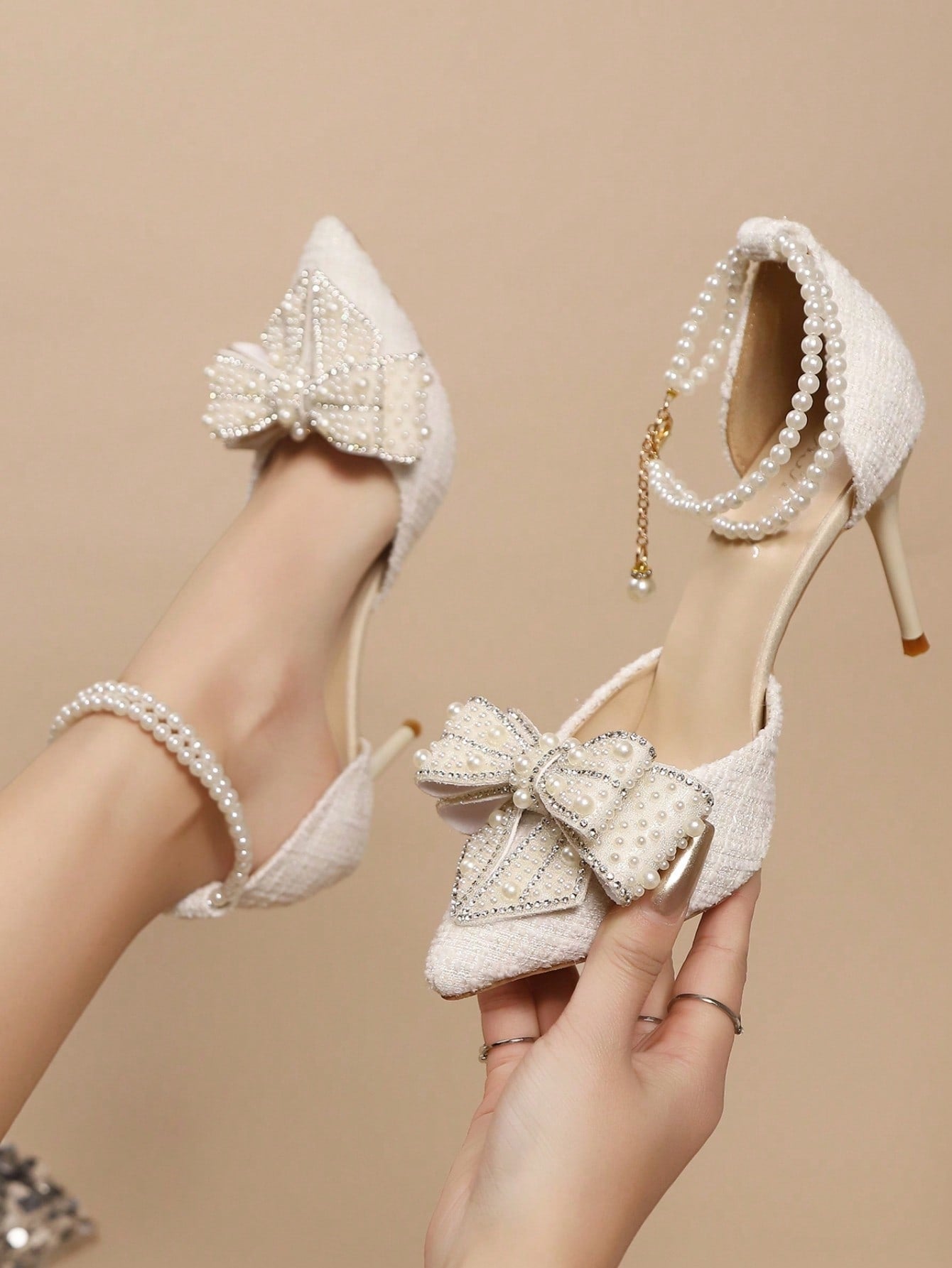 Pointed Toe Transparent Stilettos with Rhinestones, Butterfly Decor Ankle Strap French Style Sandals, Spring Summer 2025 New Arrivals