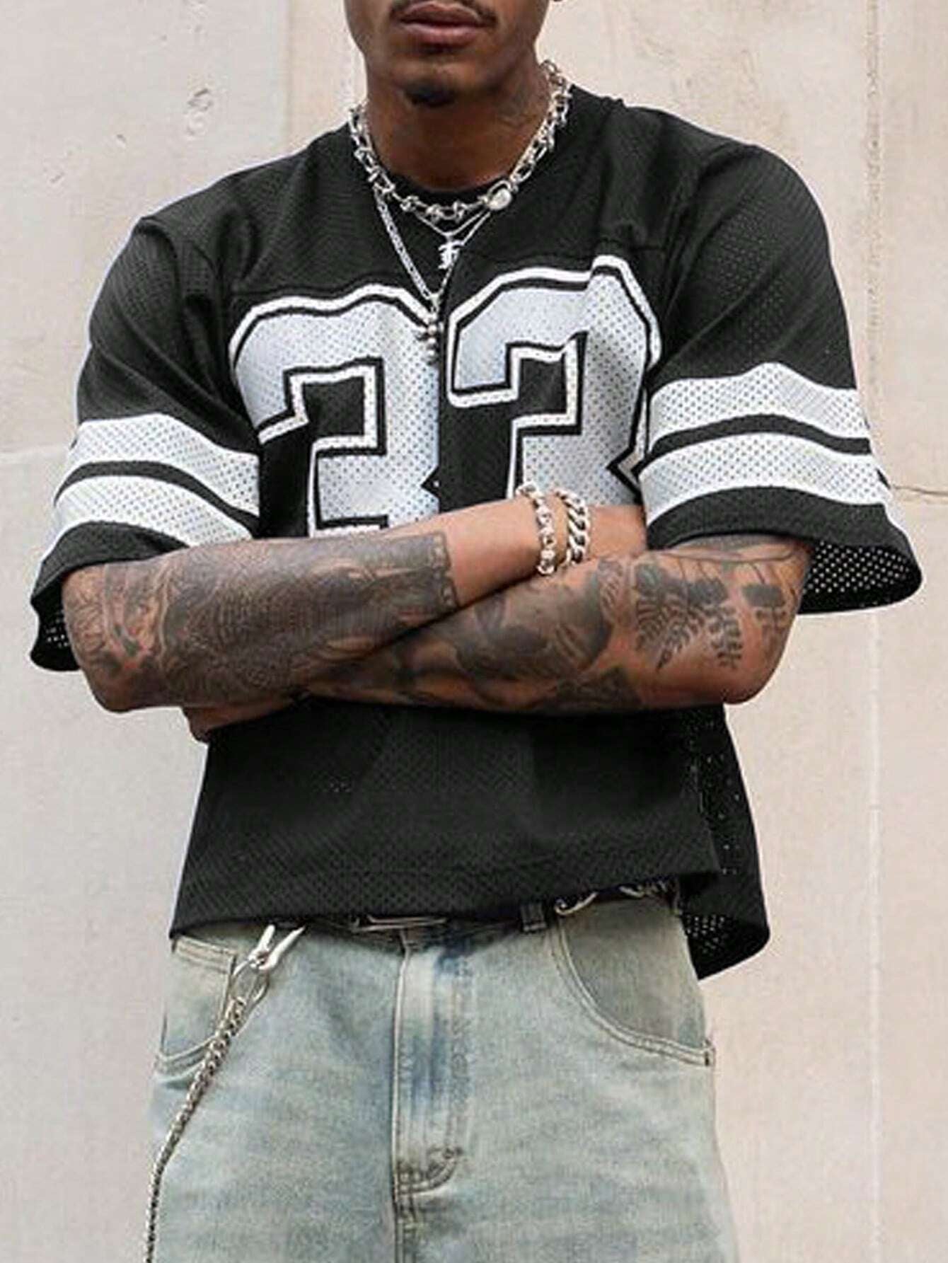 Men's Summer Numeric Print Crew Neck Short Sleeve Casual T-Shirt