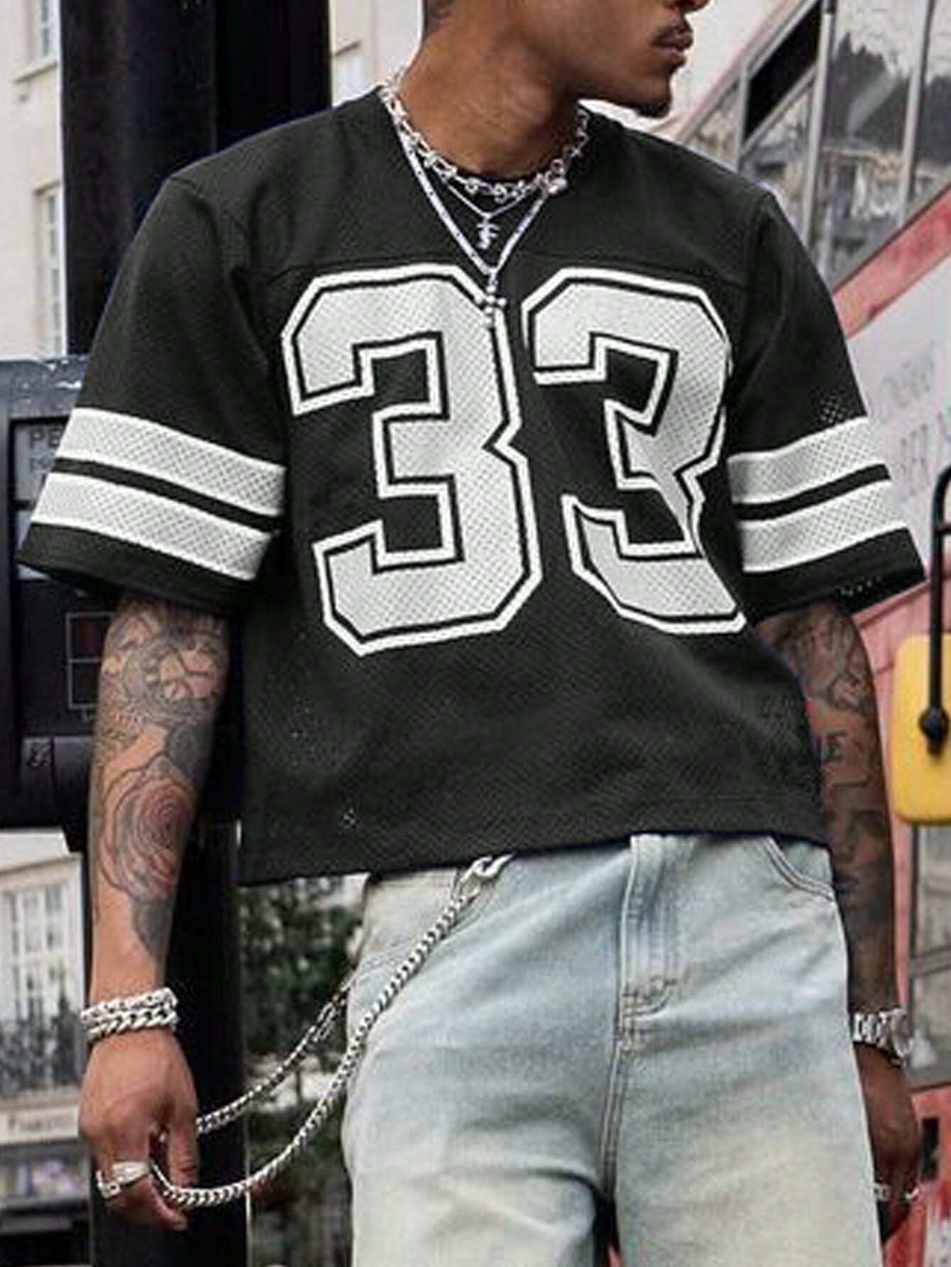 Men's Summer Numeric Print Crew Neck Short Sleeve Casual T-Shirt
