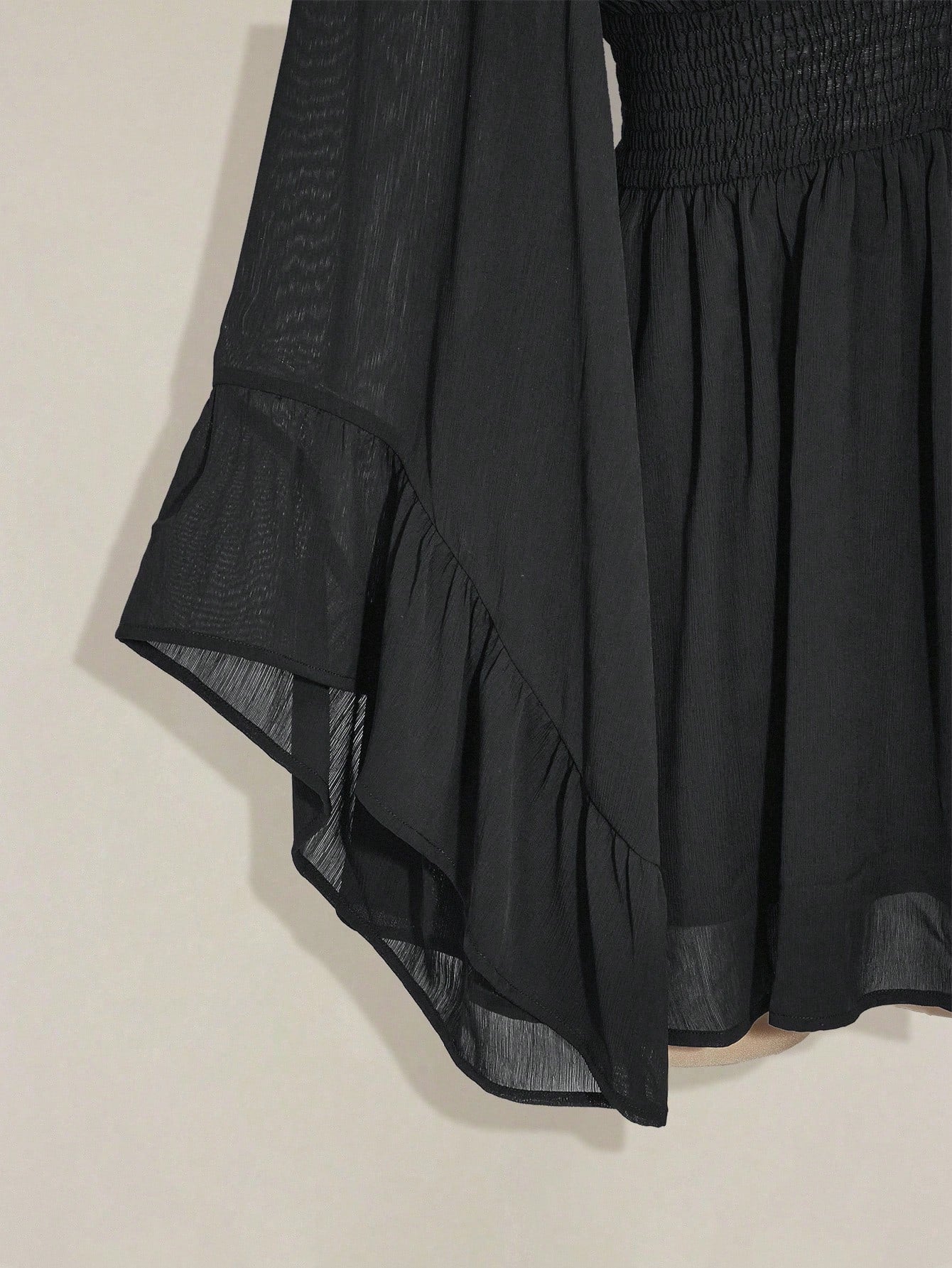 ICON plus Size V-Neck Ruched Waist A-Line Flare Sleeve Dress, Boho Hippie Y2K Style, Suitable for Summer, Nomadic Vibe, Summer Vacation, Music Festival, Graduation Season Back to School Clothes,Flowy Dress