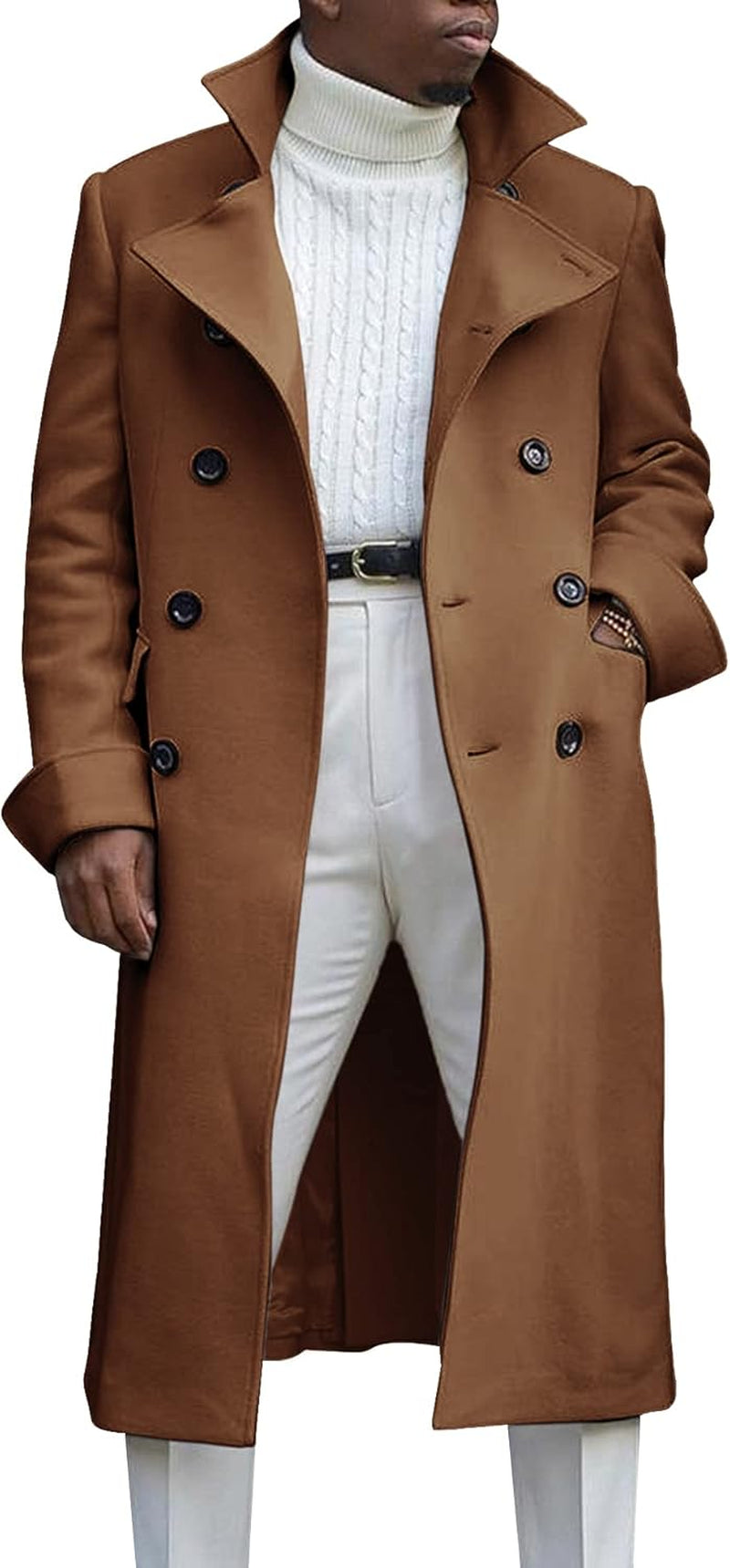 Sleek Notch Lapel Overcoat