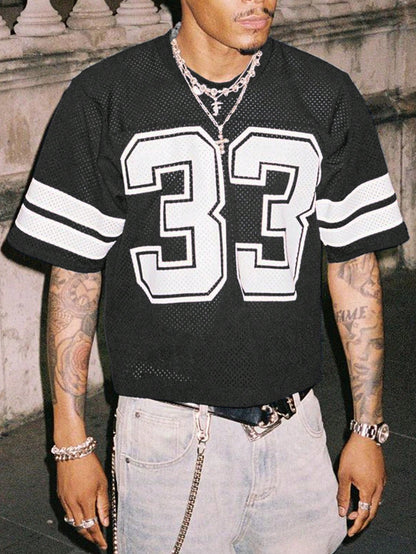  Men's Summer Numeric Print Crew Neck Short Sleeve Casual T-Shirt