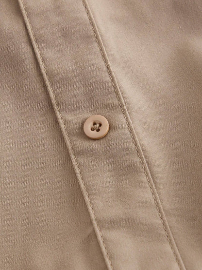 MOD Women'S Fitted Long Sleeve Khaki Shirt Dress with Puff Sleeves,Oversized Women Shirt,Button up Women Shirt,Shirt Dress